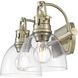 Yep Duncan Vanity Wall Light in Aged Brass, Clear Glass