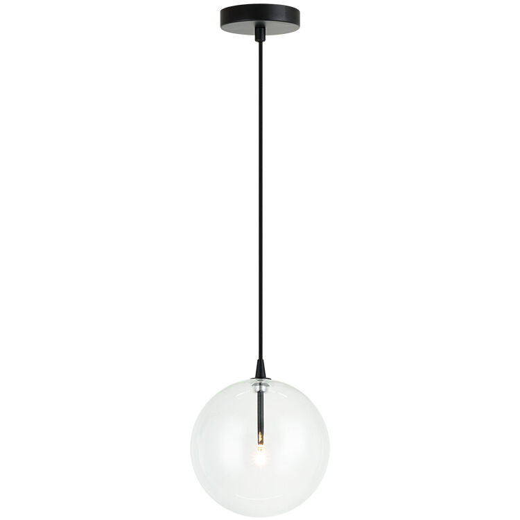 Bolha 1 Light 8.63 inch Black Pendant Ceiling Light in Black and Clear