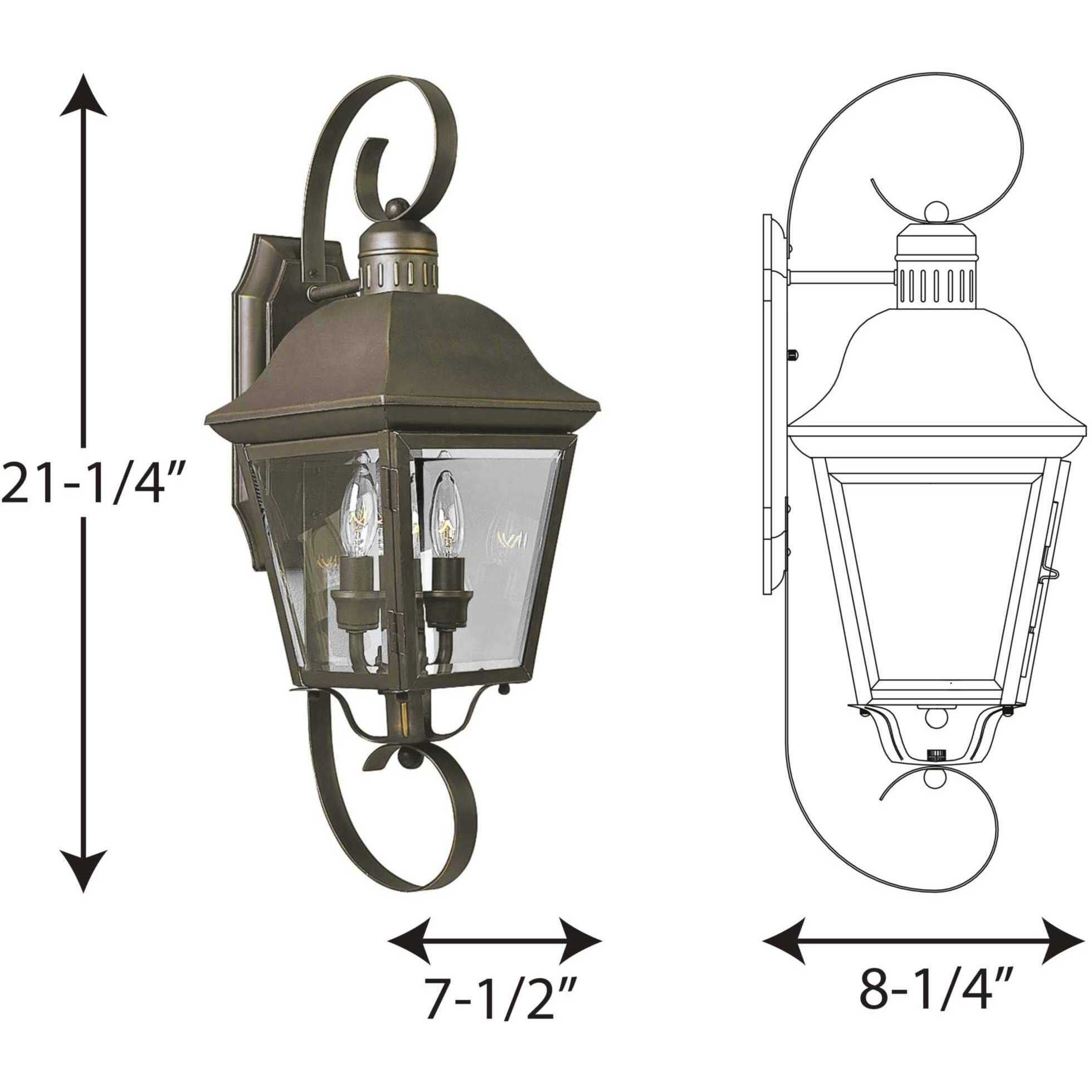 Andover 2 Light 21 inch Antique Bronze Outdoor Wall Lantern, Medium