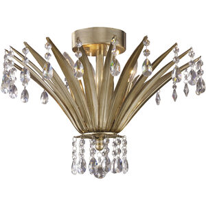 Naples 3 Light 19 inch Antique Silver Leaf with Clear Flush Mount Ceiling Light