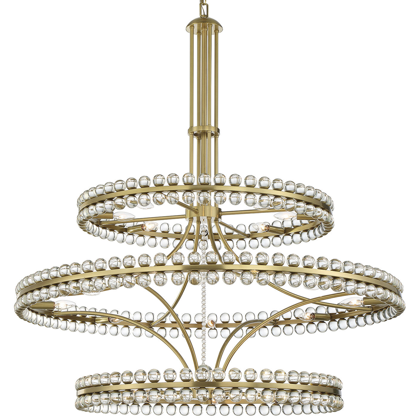 Clover 24 Light 48 inch Aged Brass Chandelier Ceiling Light