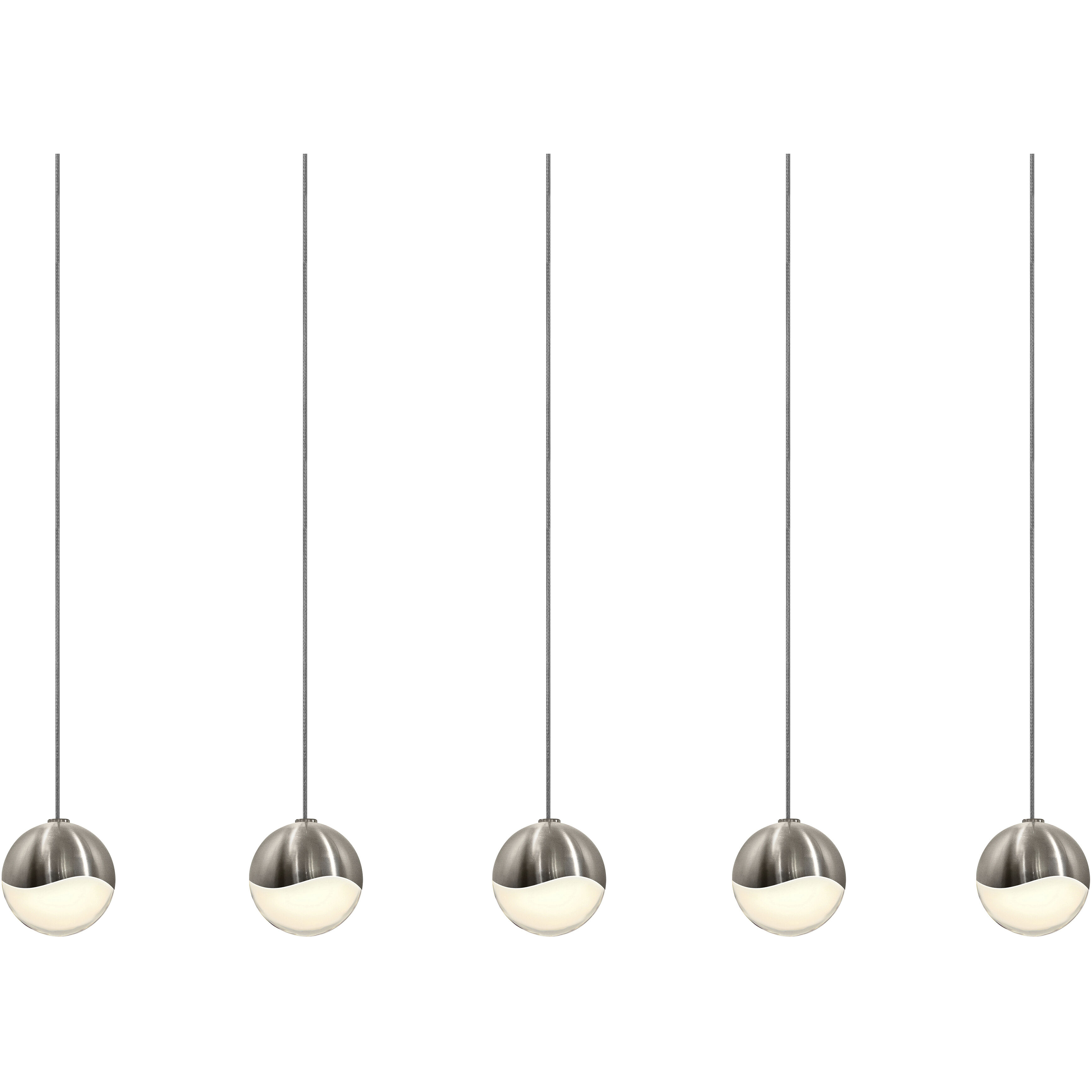 Grapes LED 36.5 inch Satin Nickel Cluster Pendant Ceiling Light in Small