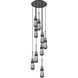 Milan 9 Light 18.5 inch Matte Black Multi Pendant Ceiling Light in Light Smoke Glass