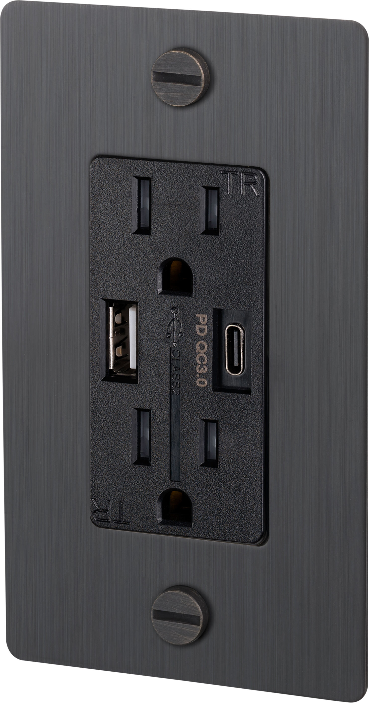 1G Duplex 125 Smoked Bronze Outlet, USB A + C