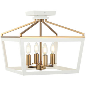 Mavonshire 1 Light 16 inch White and Aged Gold Brass Ceiling Mount Ceiling Light