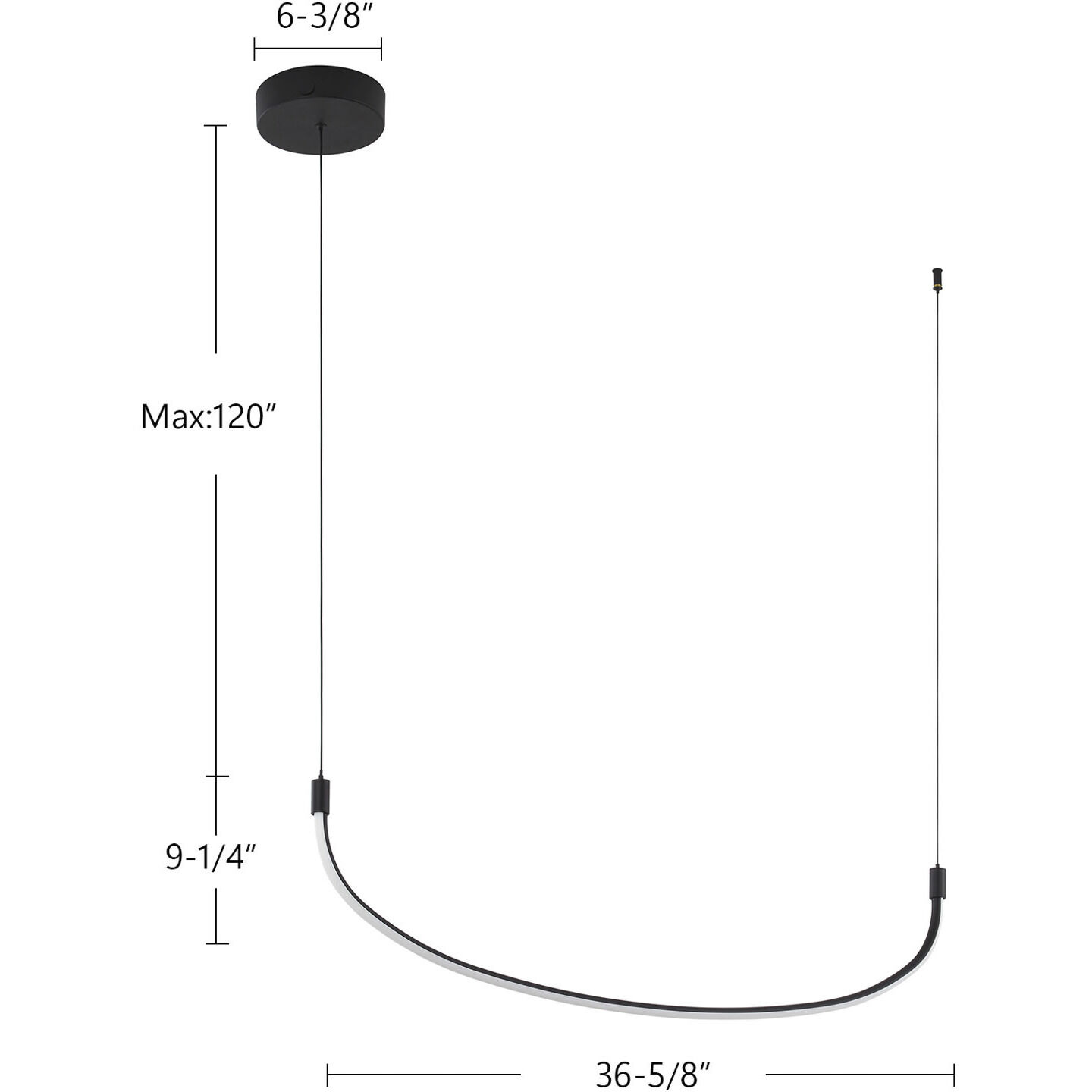 Talis 36.63 inch Black Linear Pendant Ceiling Light