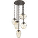 Cosmos 5 Light 24.3 inch Flat Bronze Multi-Pendant Ceiling Light in Amber, Oval Chain
