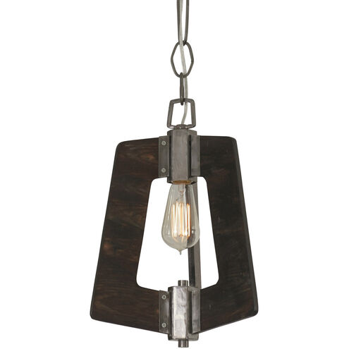 Lofty 1 Light 11.5 inch Faux Zebrawood and Steel Mini Pendant Ceiling Light in Steel/Zebrawood