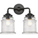 Nouveau Canton LED 14 inch Oil Rubbed Bronze Bath Vanity Light Wall Light in Seedy Glass, Nouveau