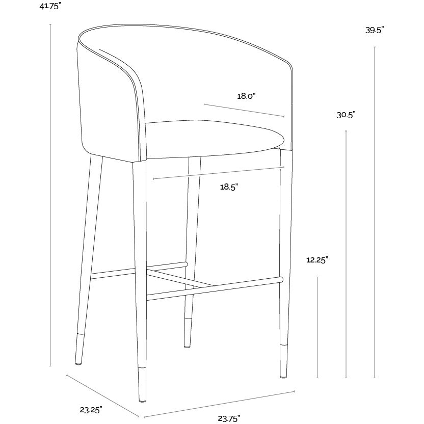 Asher 41.75 inch Sparrow Grey / Napa Black Barstool