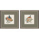 Florals Orange and Green and Blue and Brown Framed Art