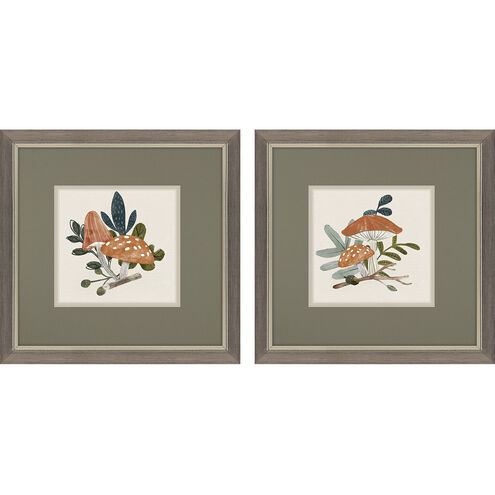 Florals Orange and Green and Blue and Brown Framed Art