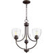 Enclave 3 Light 19 inch Oiled Bronze Mini Chandelier Ceiling Light in Clear Seeded