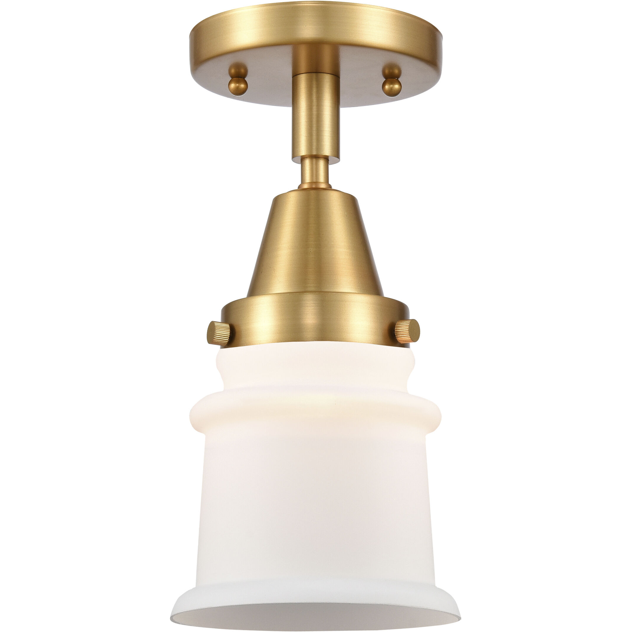 Franklin Restoration Small Canton 1 Light 6 inch Satin Gold Flush Mount Ceiling Light in Matte White Glass