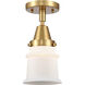 Franklin Restoration Small Canton 1 Light 6 inch Satin Gold Flush Mount Ceiling Light in Matte White Glass