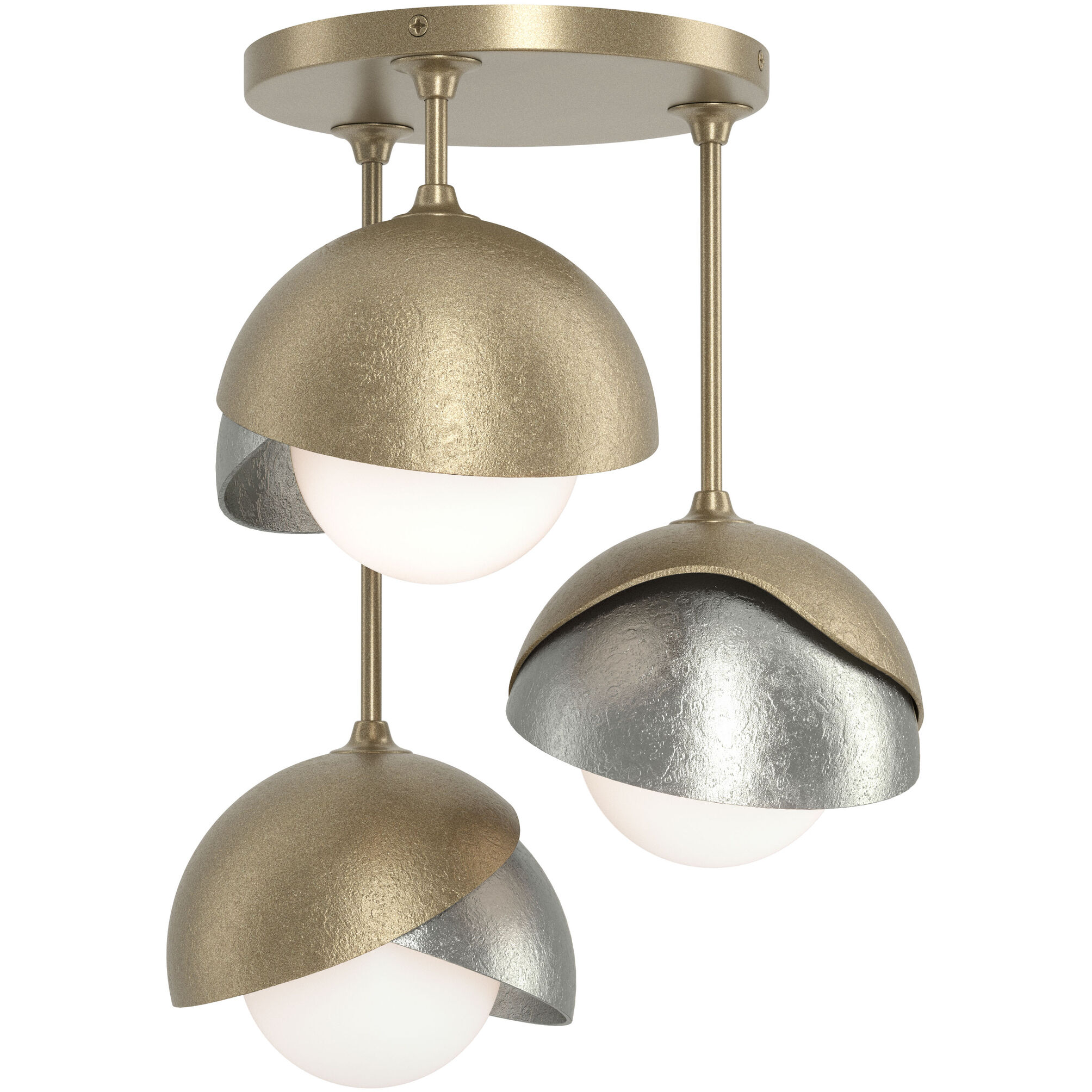 Brooklyn 3 Light 12 inch Soft Gold and Sterling Semi-Flush Ceiling Light in Soft Gold/Sterling
