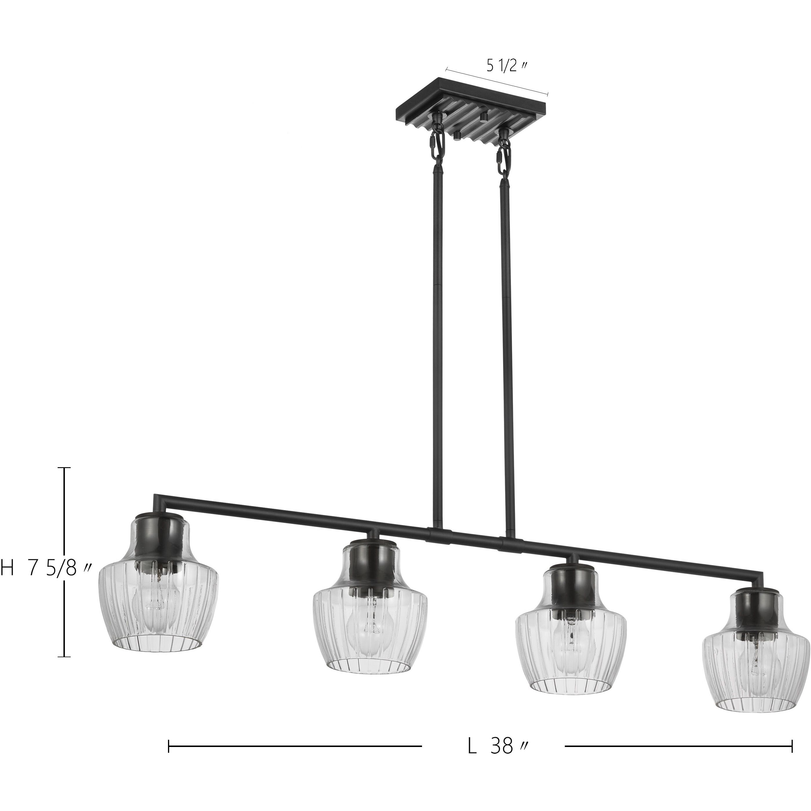 Destin 4 Light 5.5 inch Black with Silver Accents Pendant Ceiling Light