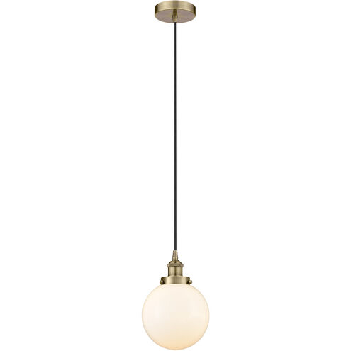 Edison Beacon 1 Light 8 inch Antique Brass Mini Pendant Ceiling Light