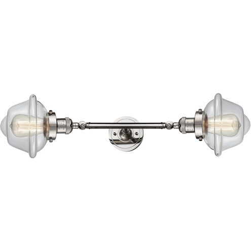 Franklin Restoration Small Oxford 2 Light 17 inch Polished Nickel Bath Vanity Light Wall Light in Clear Glass, Franklin Restoration