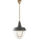 Thomas O'Brien Henry 2 Light 18 inch Hand-Rubbed Antique Brass Pendant Ceiling Light in Dark Green