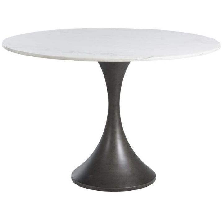 Cortez 48 X 48 inch White & Gold Flecked Marble and Burnished Bronze Breakfast Table