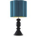Dionne 33.46 inch 40 watt Piano Black and Turquoise Shade Table Lamp Portable Light