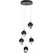 Chrysalis 5 Light 15.4 inch Natural Iron Pendant Ceiling Light in Black Crystal, Standard Pipe