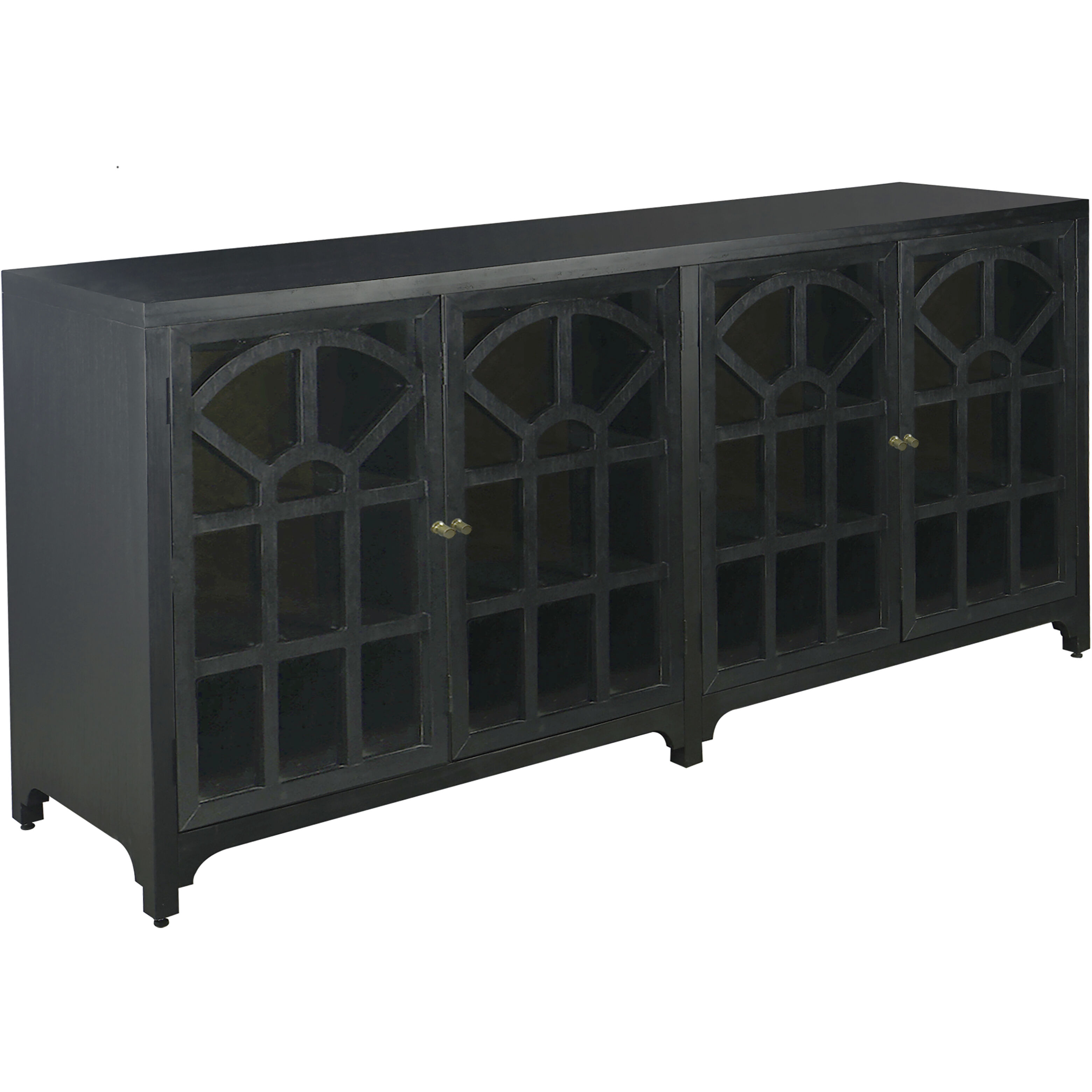 Conrad Kettle Black with Clear and Brass Credenza