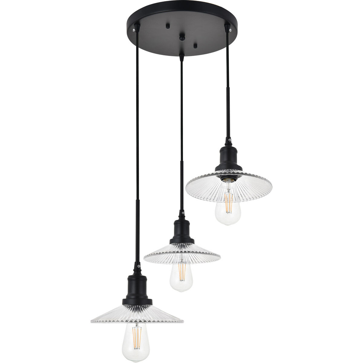 Waltz 3 Light 19 inch Black Pendant Ceiling Light