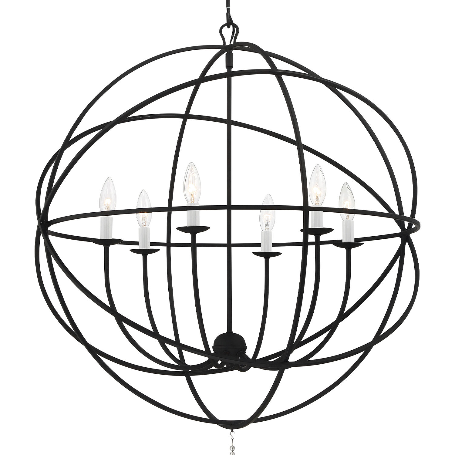 Solaris 6 Light 22.5 inch Black Chandelier Ceiling Light