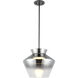 Trinity LED 13.13 inch Black Pendant Ceiling Light in Smoked Glass