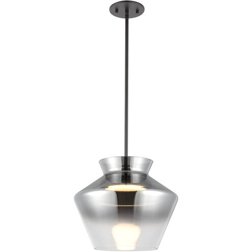 Trinity LED 13.13 inch Black Pendant Ceiling Light in Smoked Glass