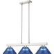 Cobalt 3 Light 46 inch Brushed Nickel Billiard Ceiling Light in Dark Blue Acrylic