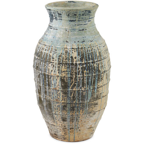 Ragusa Antique White/Blue Drip Outdoor Urn, Large