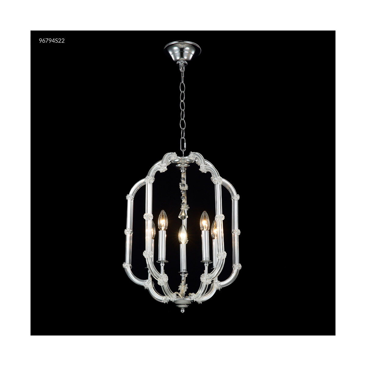 James R. Moder 96794S22 Lantern 5 Light 16 inch Silver Crystal