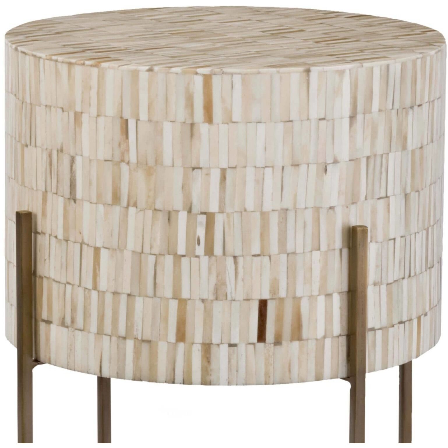 Drum 25.25 X 14 inch Antique Brass Side Table, Drum