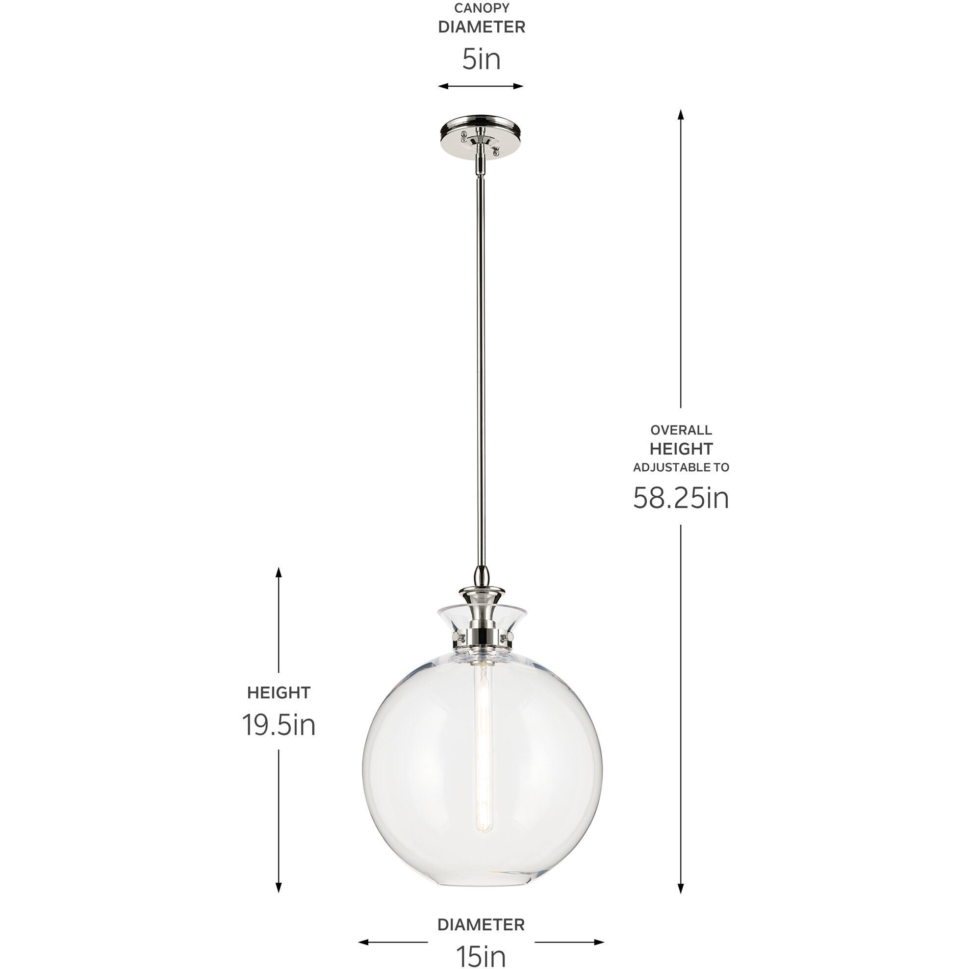Laria 1 Light Polished Nickel Pendant Ceiling Light in Clear