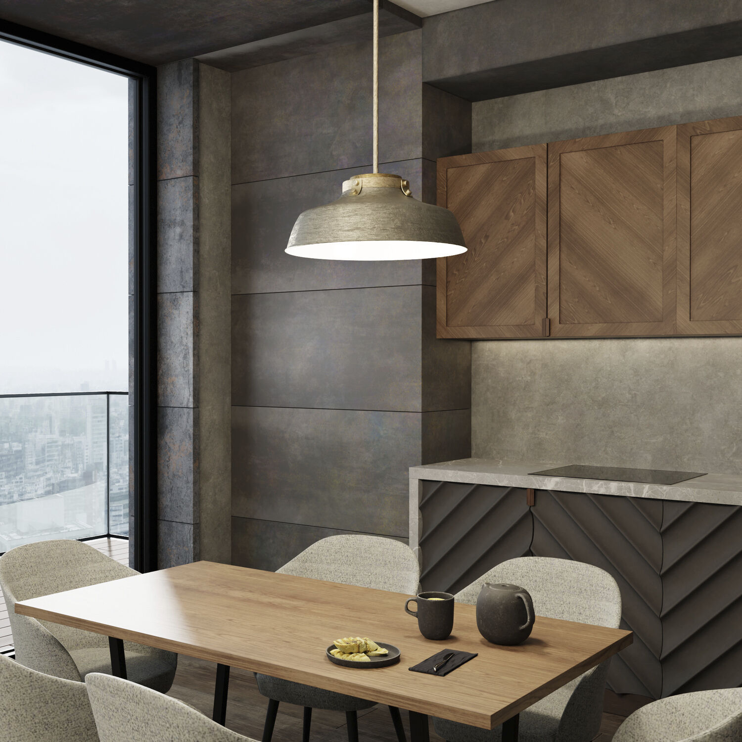 Oakwood 1 Light 18 inch Antique Nickel Pendant Ceiling Light