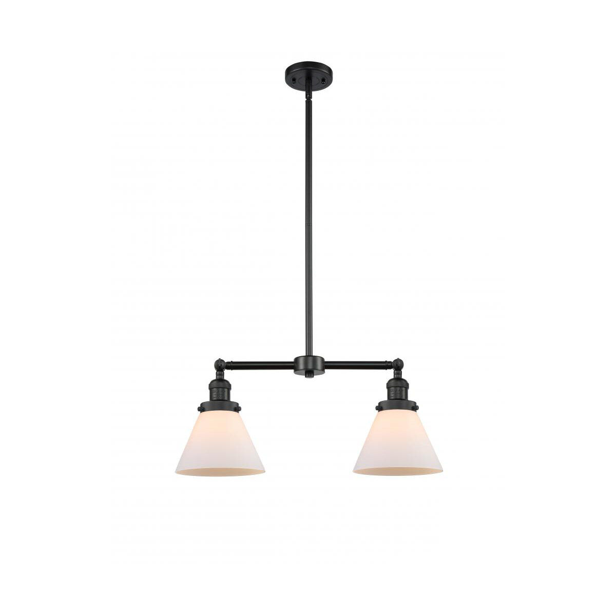Franklin Restoration Large Cone LED 21 inch Matte Black Chandelier Ceiling Light in Matte White Glass, Franklin Restoration