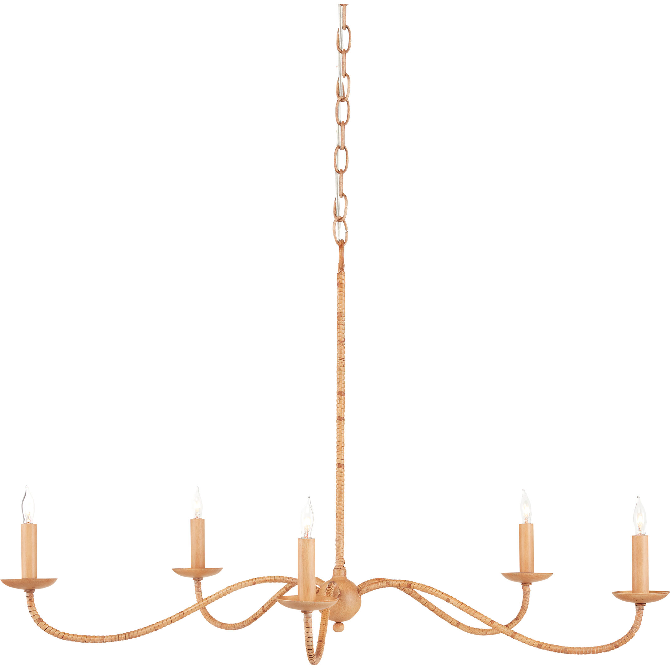 Saxon 5 Light 33.25 inch Painted Rattan/Natural Rattan Chandelier Ceiling Light, Small