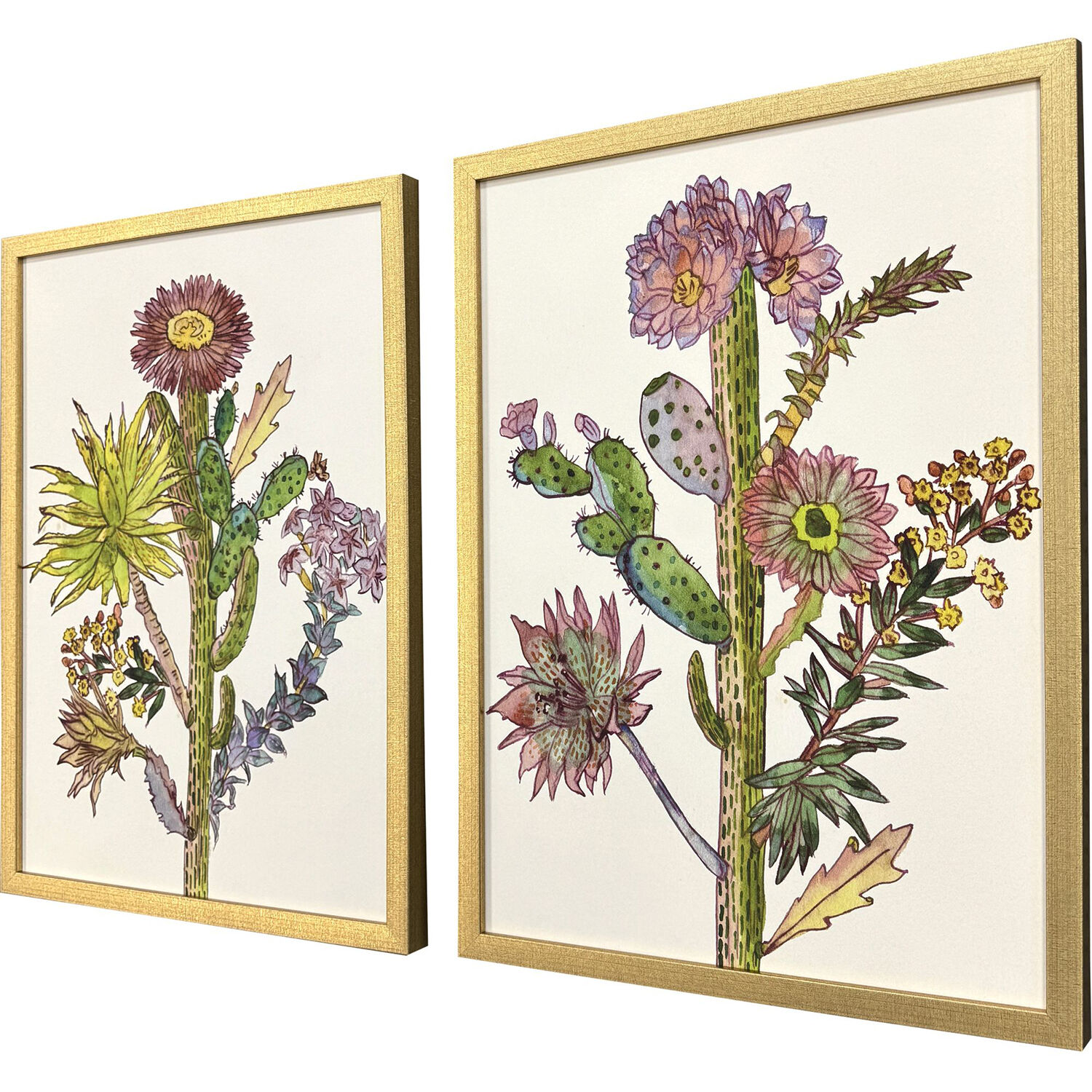 Neon Desert Pink and Green and Multi and Yellow Framed Art