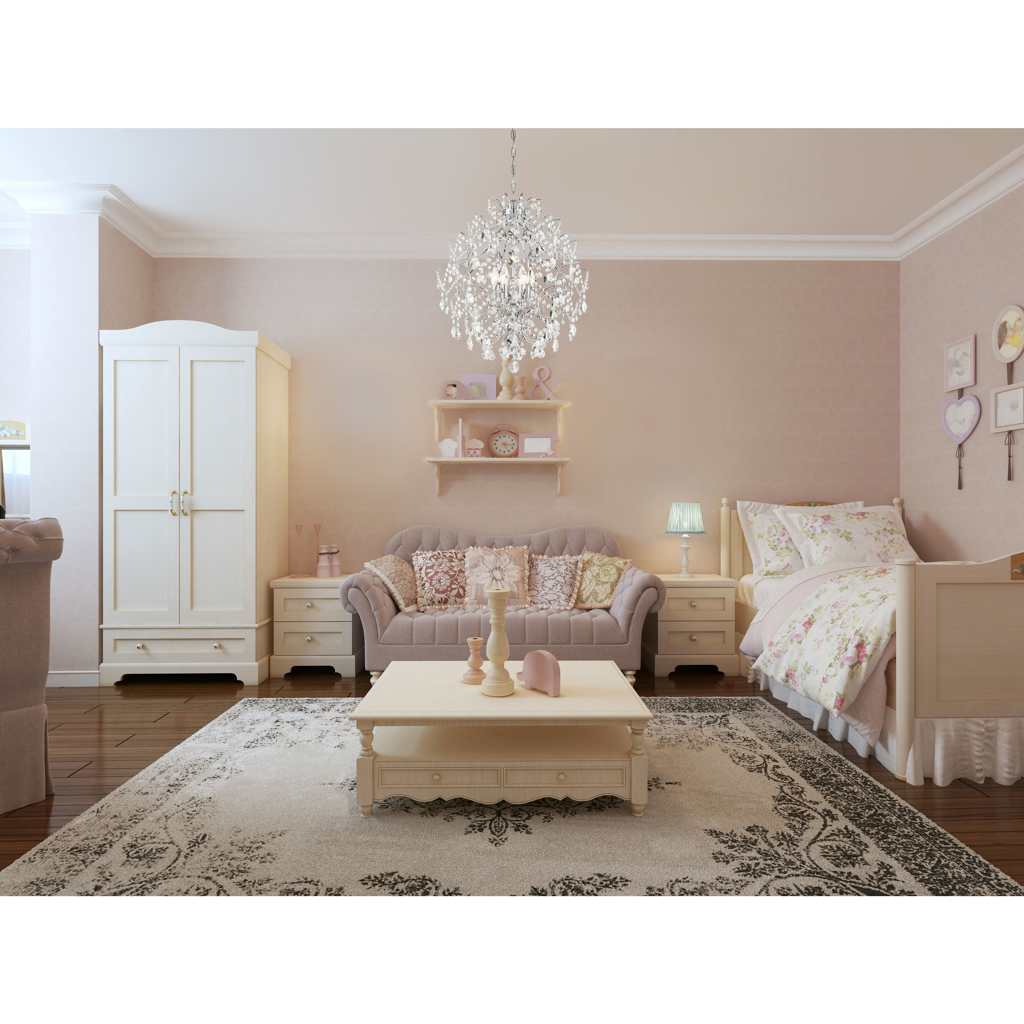 Isabella's Crown 6 Light 22 inch Chrome Chandelier Ceiling Light