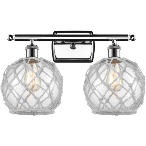 Ballston Farmhouse Rope LED 16 inch Polished Chrome Bath Vanity Light Wall Light in Clear Glass with White Rope, Ballston