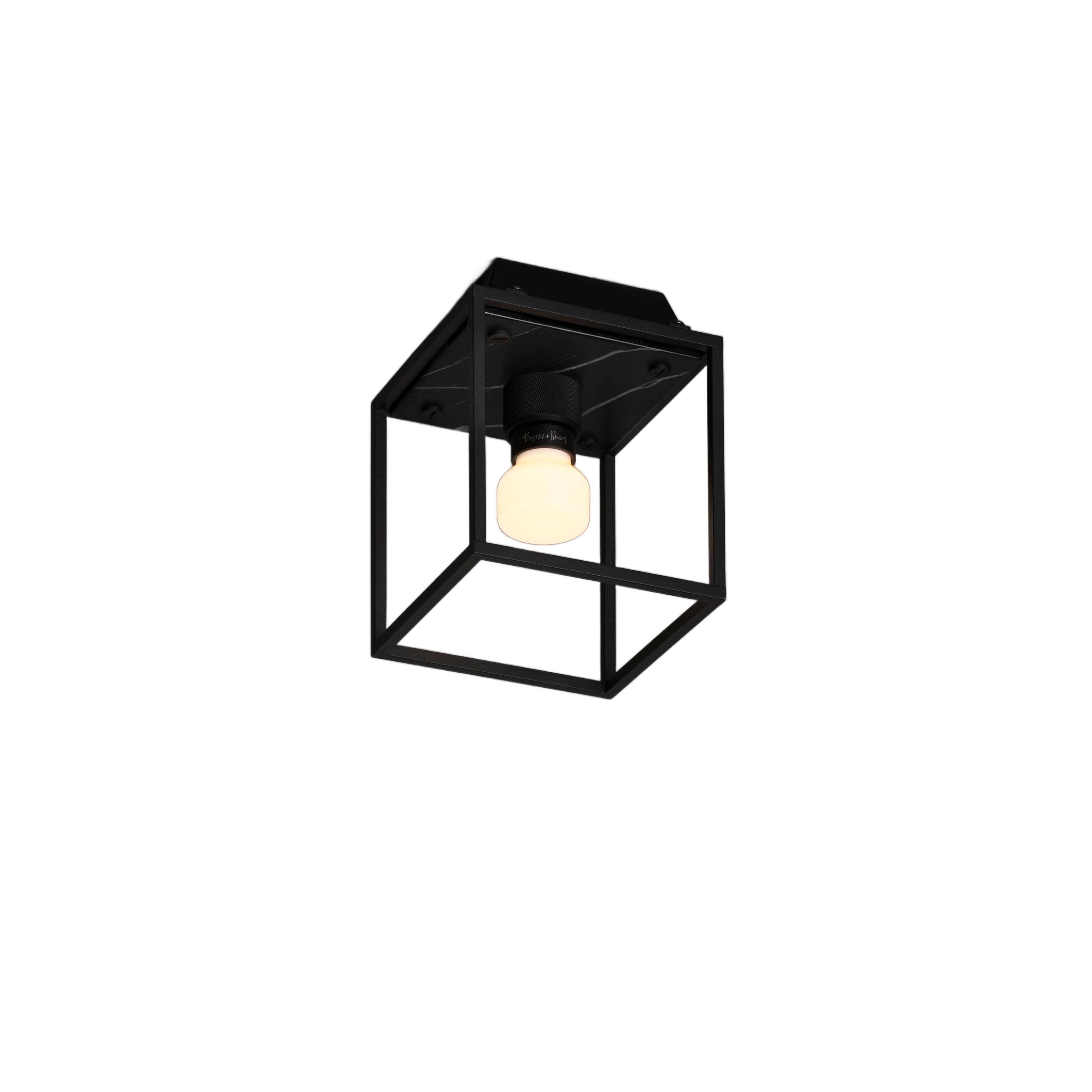 Caged 1 Light 6.69 inch Black Marble Semi-Flush Mount Ceiling Light