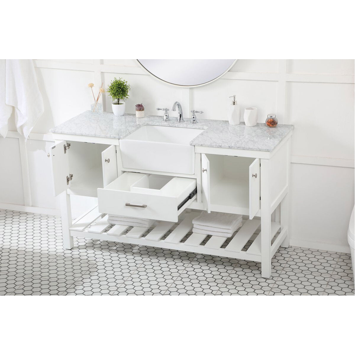 Clement 60 X 22 X 34.13 inch White Bathroom Vanity Cabinet