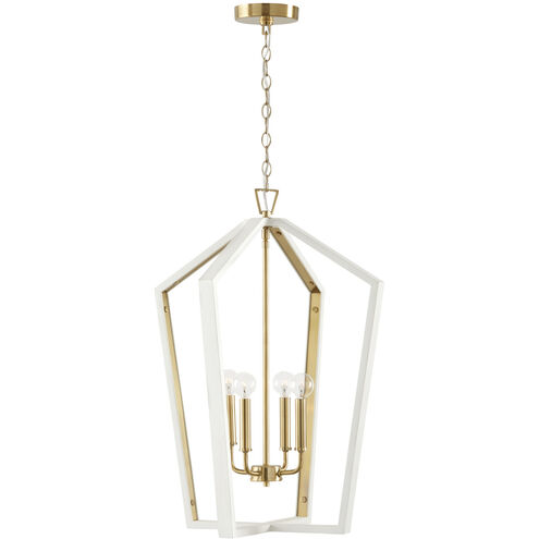 Maren 4 Light 20 inch Flat White and Matte Brass Pendant Ceiling Light