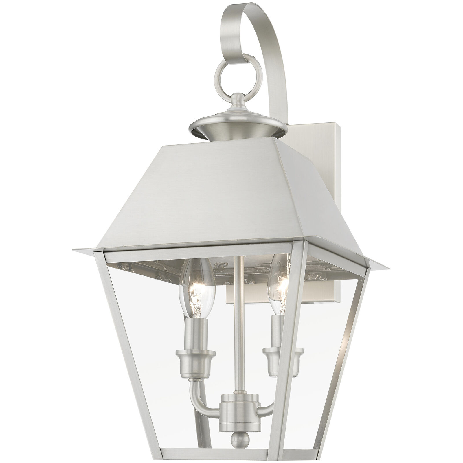 Wentworth 2 Light 17 inch Brushed Nickel Outdoor Wall Lantern, Medium