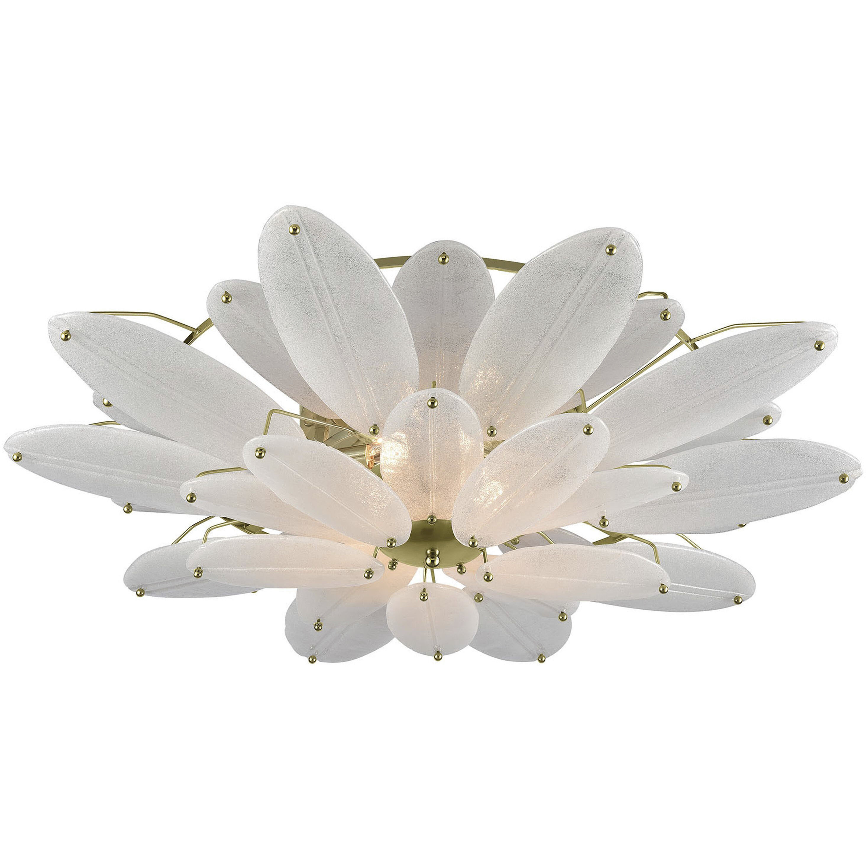 Hush 4 Light 35.25 inch Aged Brass Flush Mount Ceiling Light
