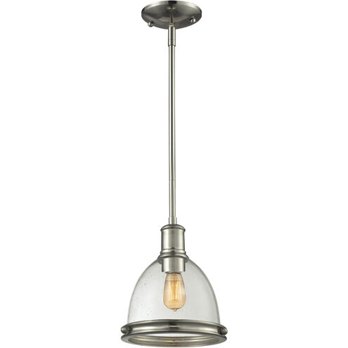 Mason 1 Light 8 inch Brushed Nickel Pendant Ceiling Light in Clear Seedy Glass