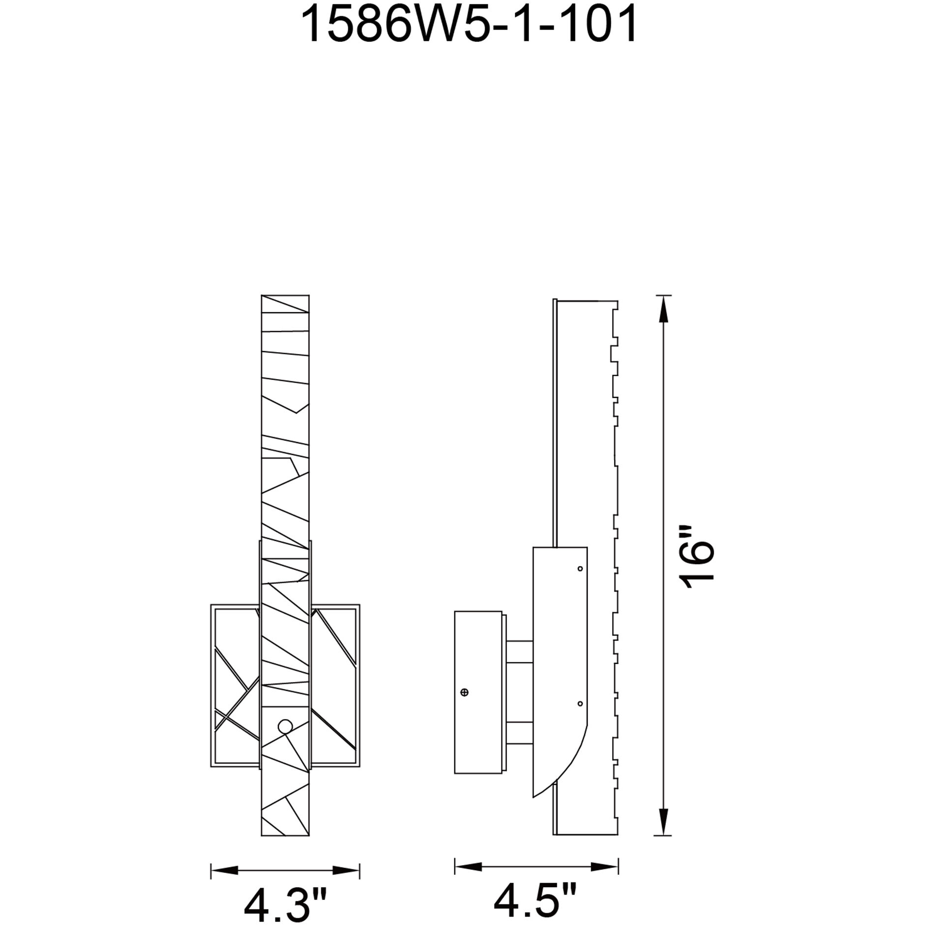 Valira LED 4.3 inch Black Wall Light